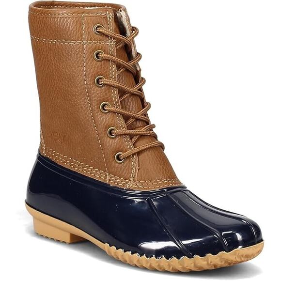 JBU Women's Maplewood Water-Resistant Mid Calf Lace-up Duck Boot, Navy Size 8.5M - Picture 1 of 7